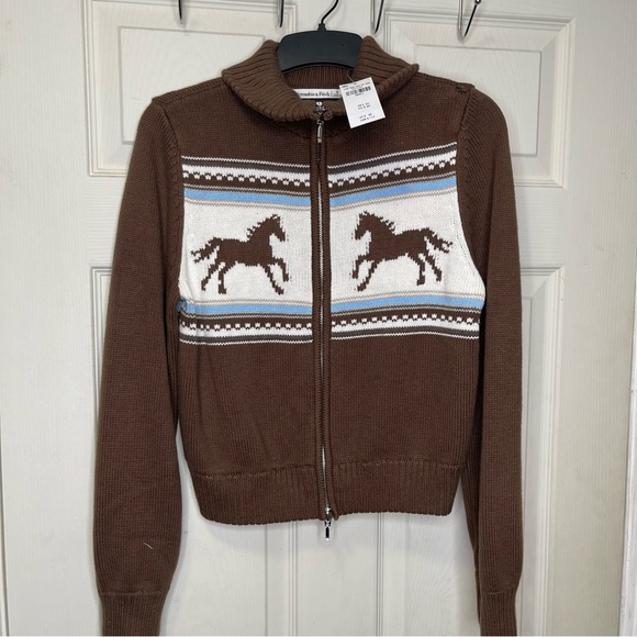 Abercrombie & Fitch Double Zipper Western Cardigan NWT Sz Small - Picture 2 of 8